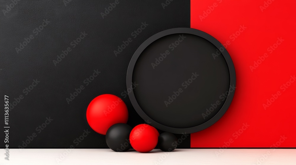 Aufkleber black and red background with a red and black circle in the middle. the circle is surrounded by red 