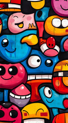 Colorful Doodle Faces Illustration