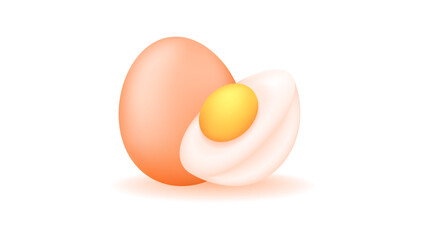 illustration of a chicken egg. boiled egg. food. symbol or icon. minimalist 3d style design. element