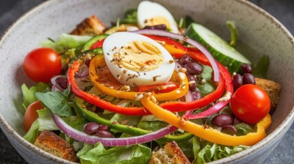 Healthy Salad Meal Closeup with Fresh Vegetables and Nutritious Ingredients Vibrant Salad Bowl Closeup with Nutritious Ingredients for a Healthy Diet