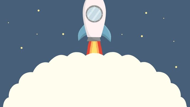  the moment a rocket launches into the sky, releasing a thin trail of smoke that gradually increases and the smoke slowly fills the screen.  Flying Rocket with smoke slowly fills the sceeen