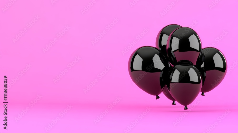 Aufkleber group of black balloons on a pink background. the balloons are arranged in a way that they look like