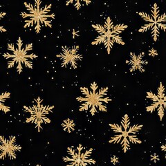 Seamless pattern of glittery snowflakes
