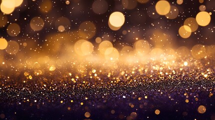 Obraz premium Abstract gold and purple glitter bokeh background.