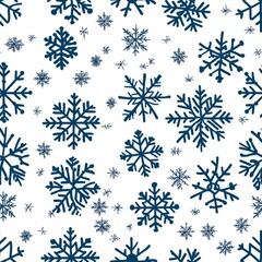 Seamless pattern of large and small snowflakes