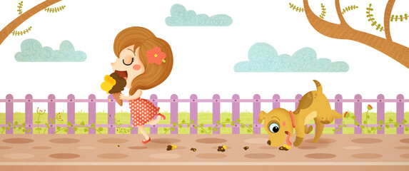 Fototapeta premium girl eating icecream
