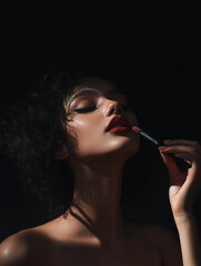 Obraz premium Woman putting on makeup