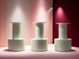 Showcase Valentine's Gifts Elegantly on Pink and Red Podiums