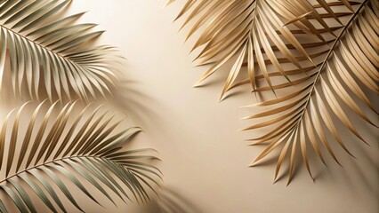 Obraz premium Neutral-colored background with shadows of palm fronds , shadows, palm fronds, natural, background, neutral, earth tones