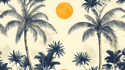 Obraz premium Tropical Palm Tree Illustration Background