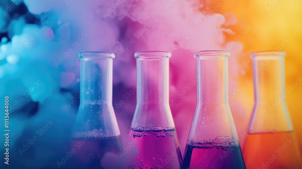 Poster captivating image showcasing an advanced chemistry lab setting where a series of innovative scientif