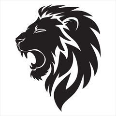 Lion silhouette vector on white background, A black and white drawing of a lion, Silhouette picture.