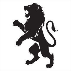 Obraz premium Lion silhouette vector on white background, A black and white drawing of a lion, Silhouette picture.
