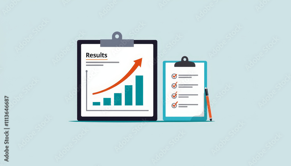 Poster growth metrics showcase success through visual data representation and organized planning in a moder