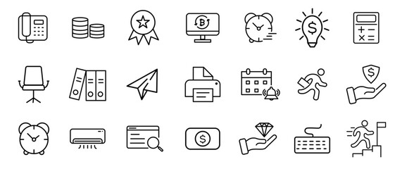 Office icon set. illustration sign symbol. editable
