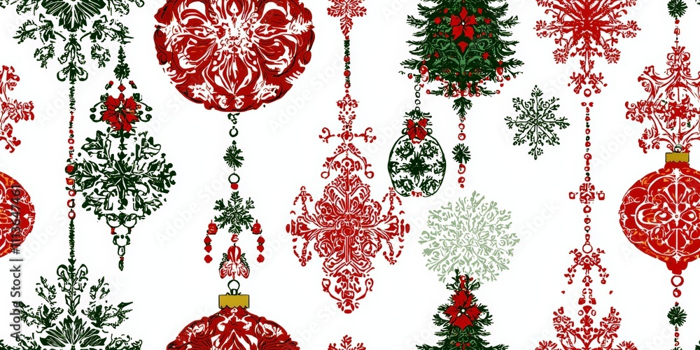 Poster a red and blue snowflake pattern with a white background. the snowflakes are all different sizes and
