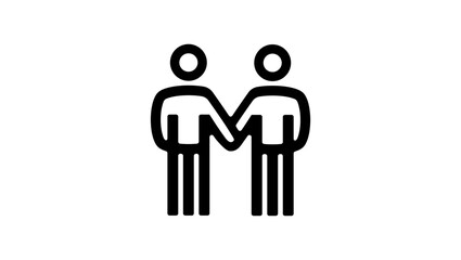 Two people holding hand in hand, black isolated silhouette