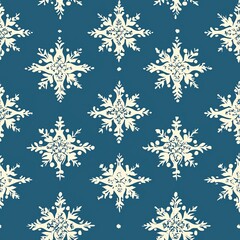 Seamless pattern of snowflakes with ornaments