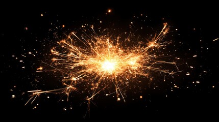 fireball explosion with sparks and embers on a solid black background
