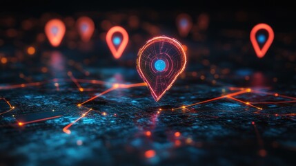 Holographic map with moving markers