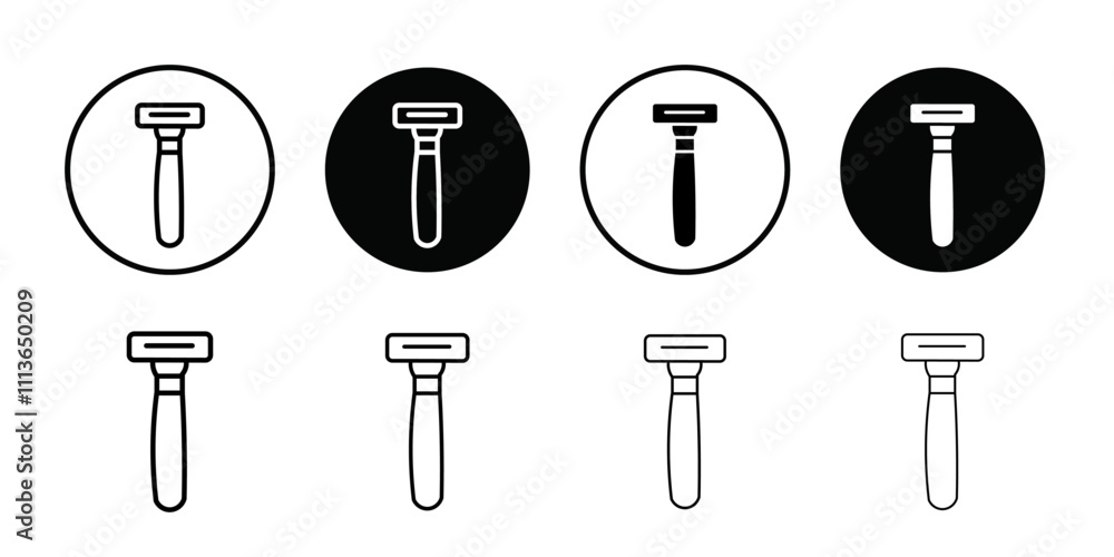 Poster hair removing razor icon outline vector for web ui