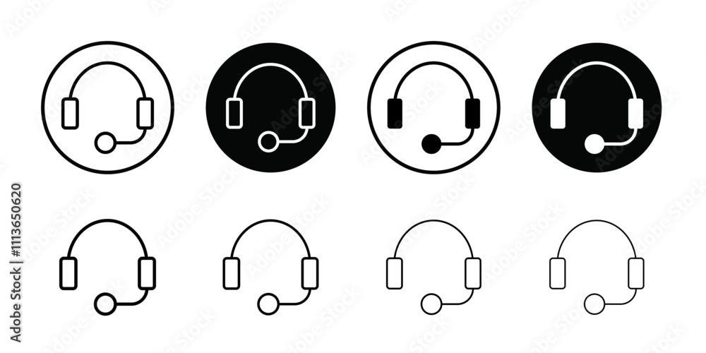 Aufkleber Helpdesk Headphone icon Outline vector for web ui