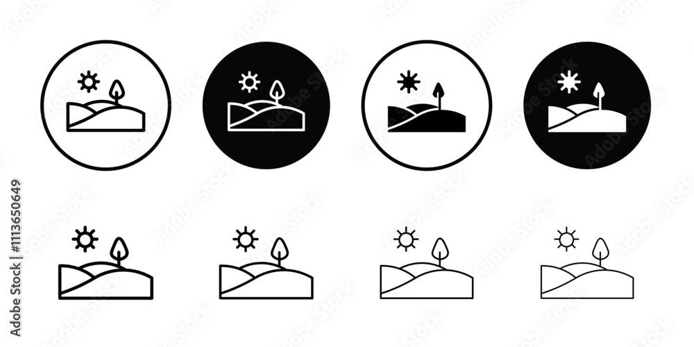 Poster hills icon outline vector for web ui