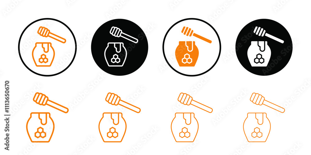 Aufkleber Honey jar with dipper icon Outline vector for web ui