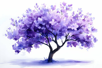 Obraz premium Purple Watercolor Tree Illustration