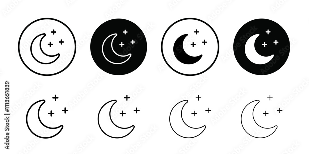 Poster Moon and stars icon Outline vector for web ui