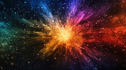 Cheerful fireworks with bright colors on a solid black background