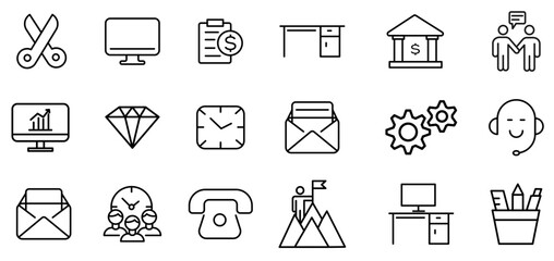 Office icon set. illustration sign symbol. editable