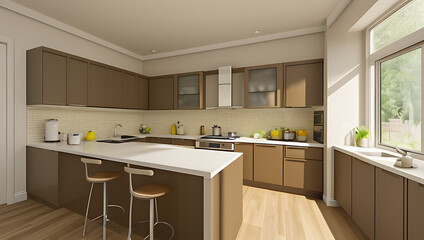 A stylish and clean kitchen、Generated AI