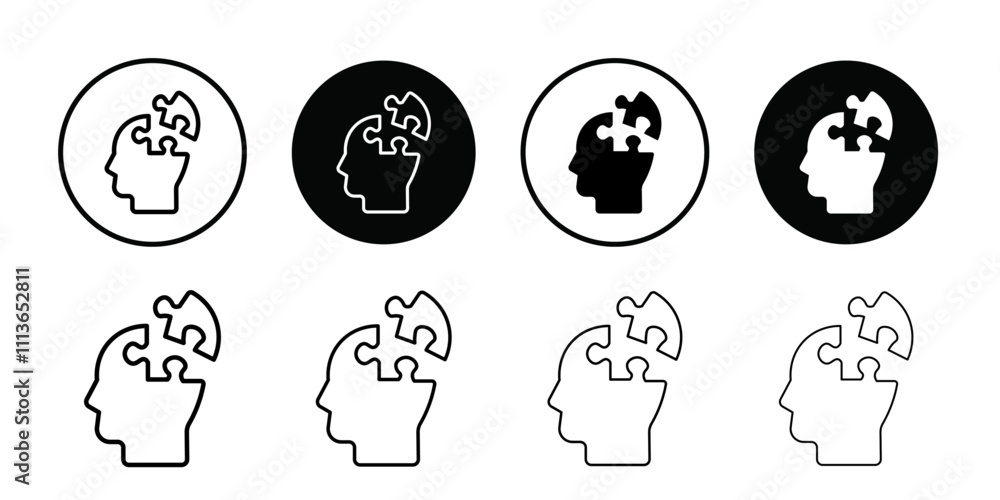 Poster people head with puzzles icon outline vector for web ui