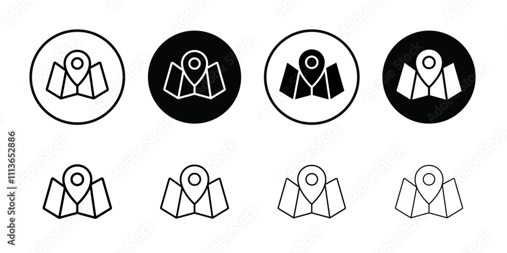 Aufkleber Pin on a map icon Outline vector for web ui