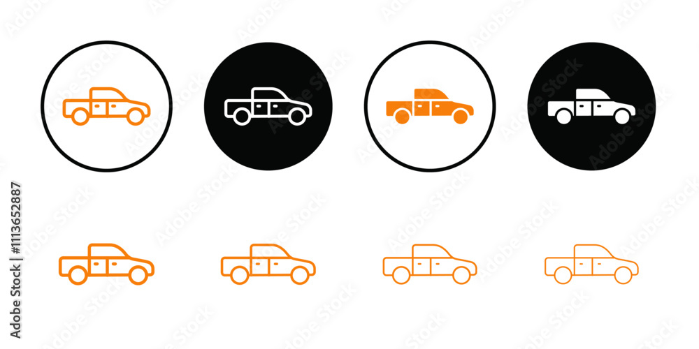 Poster pickup truck icon outline vector for web ui