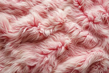 Pink sheepskin rug background. Wool texture. Close up sheep fur