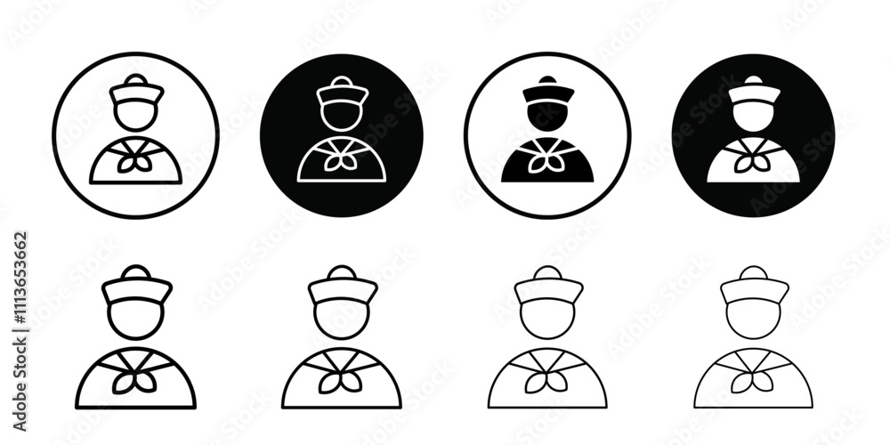 Poster sailor icon outline vector for web ui