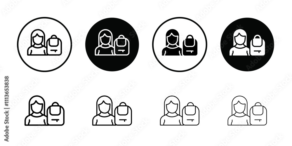 Poster school girl icon outline vector for web ui