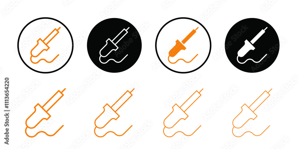 Poster soldering iron icon outline vector for web ui