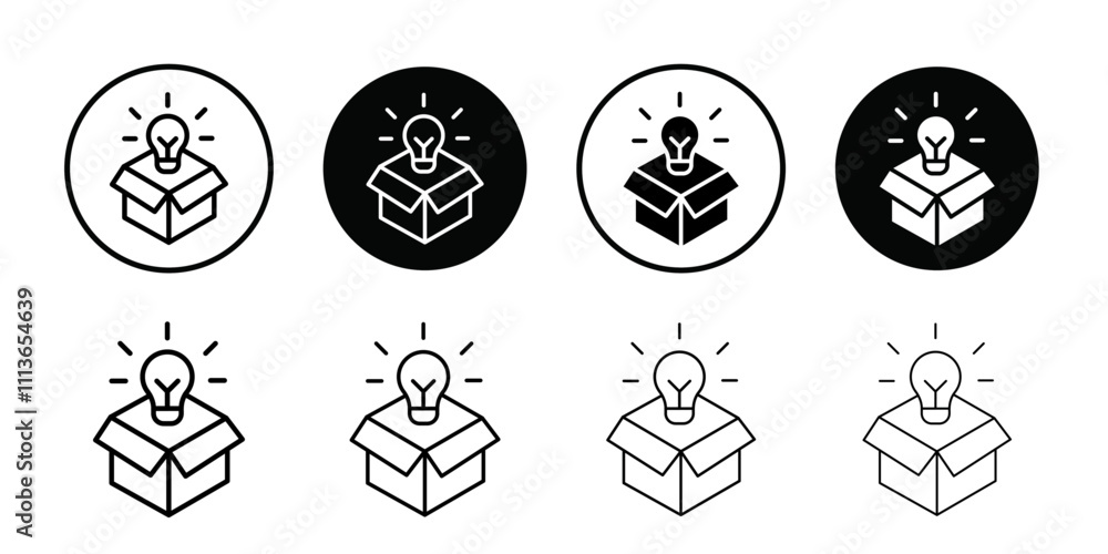 Aufkleber think out of box idea icon outline vector for web ui