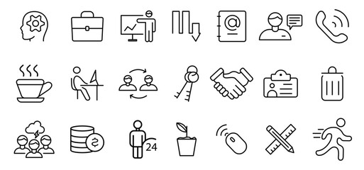 Office icon set. illustration sign symbol. editable