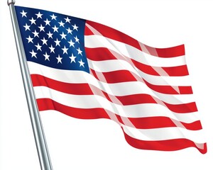 Obraz premium A vibrant American flag waving proudly against a clear background.