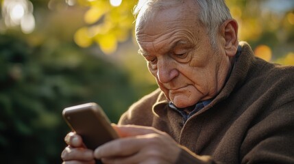 Obraz premium Senior Man Checking Phone