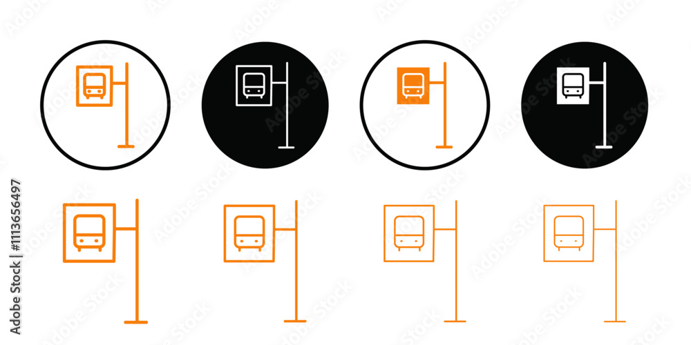 Poster Bus stop stand icon Outline vector for web ui