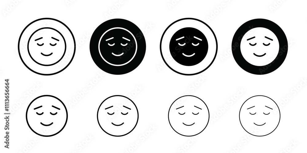Aufkleber Calm Emoji icon Outline vector for web ui