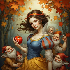 Snow White with Apple and the Seven Dwarfs