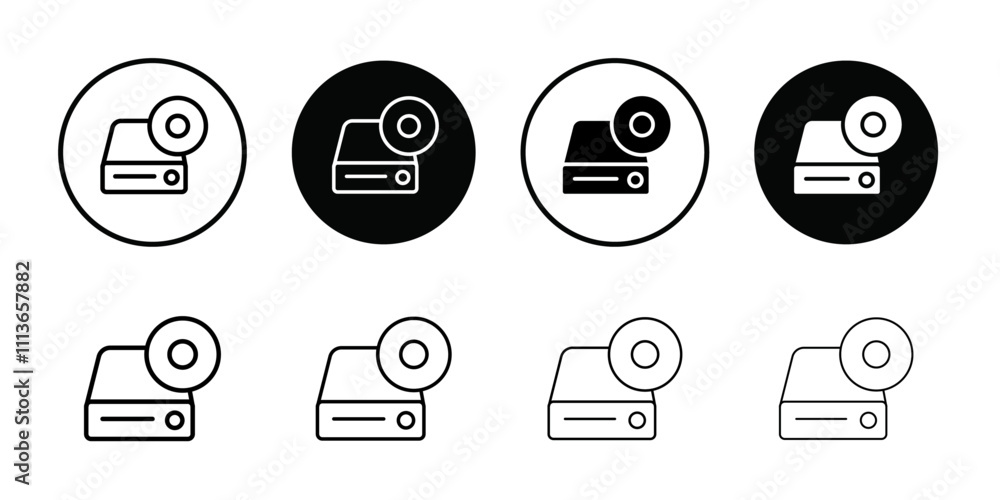 Poster dvd cdrom disc icon outline vector for web ui