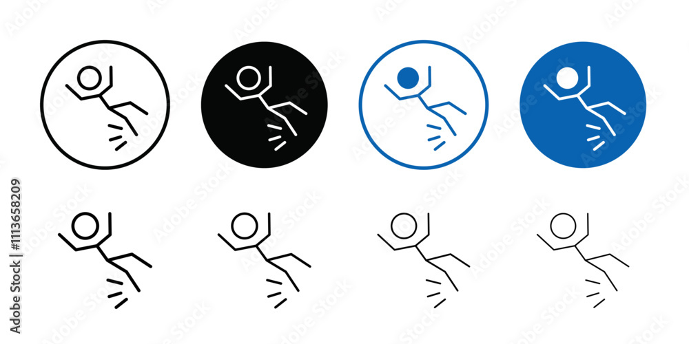 Aufkleber fall accident icon Outline vector for web ui