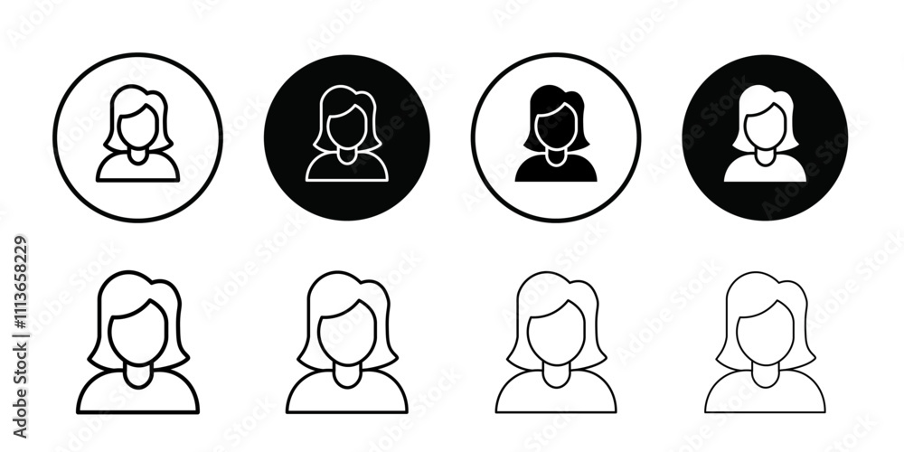 Poster female avatar icon outline vector for web ui